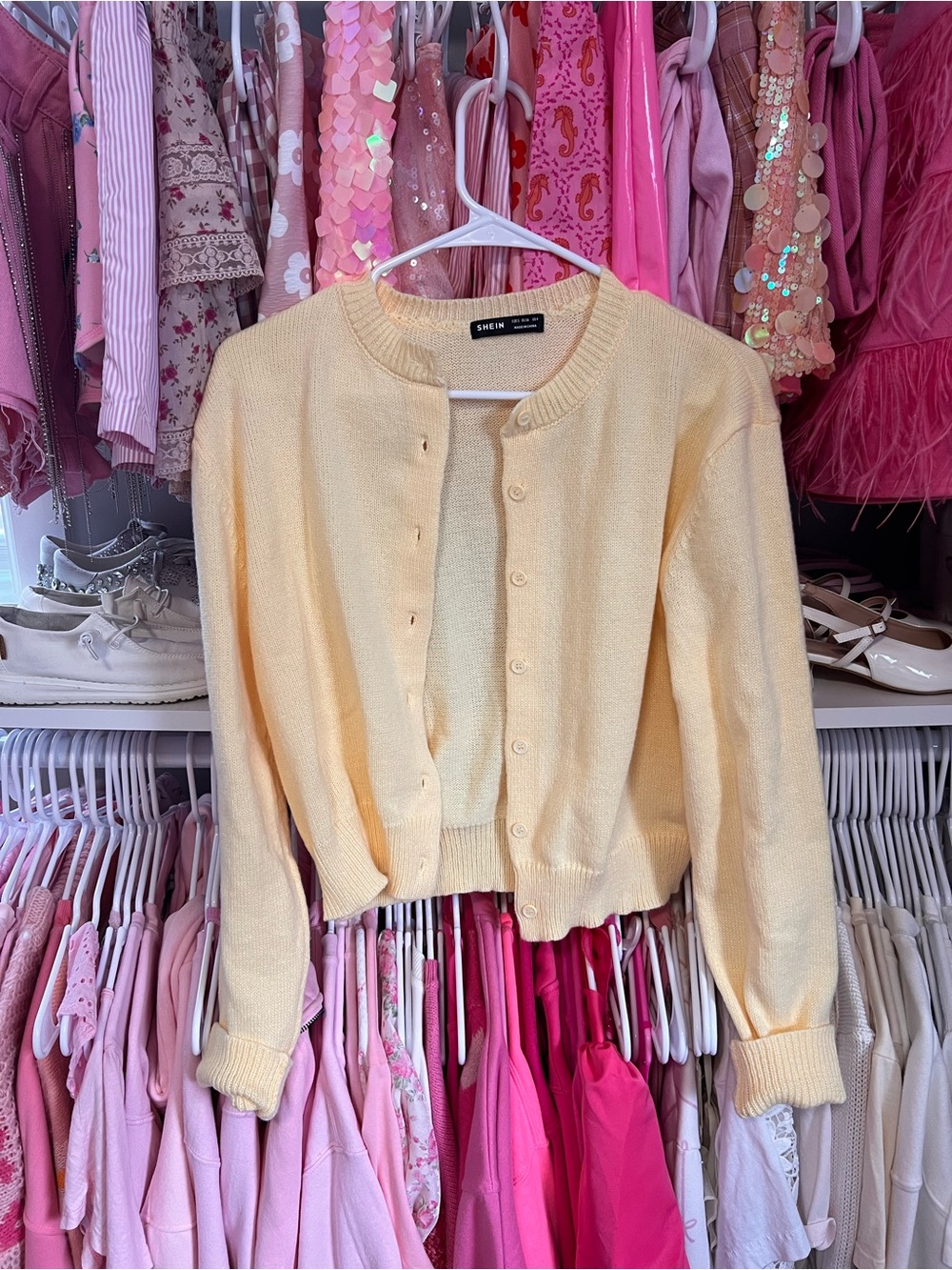 NWOT-SHEIN Buttercream Yellow Cropped Button-Up Cardigan